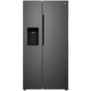 Beko ASP342VPZ American Style Fridge Freezer with HarvestFresh Plumbed Water & Ice Dispenser – Black Steel | Brand New & Boxed